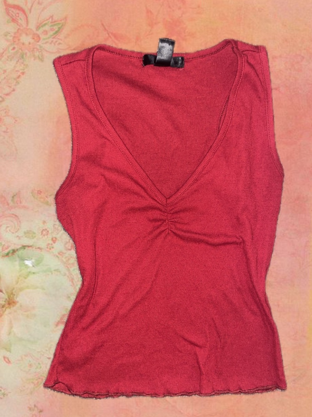Women’s Red V-Neck Sleeveless Top